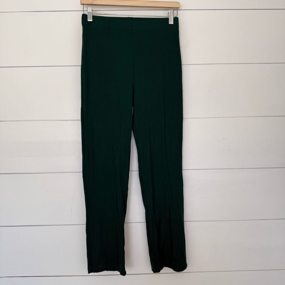 Reformation Women’s Medium Green Ribbed Flare Pants